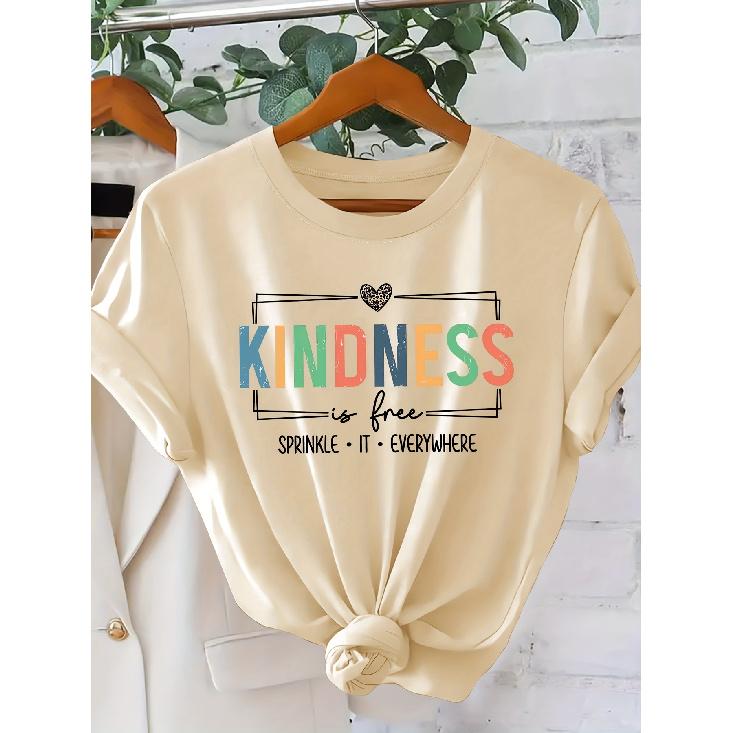„FREUNDLICHKEIT ist kostenlos“ Bunte und süße Charity-Drucke T-Shirt Elegante Vintage-Damenkleidung, ein Geschenk für die Schulanfangszeit Schön