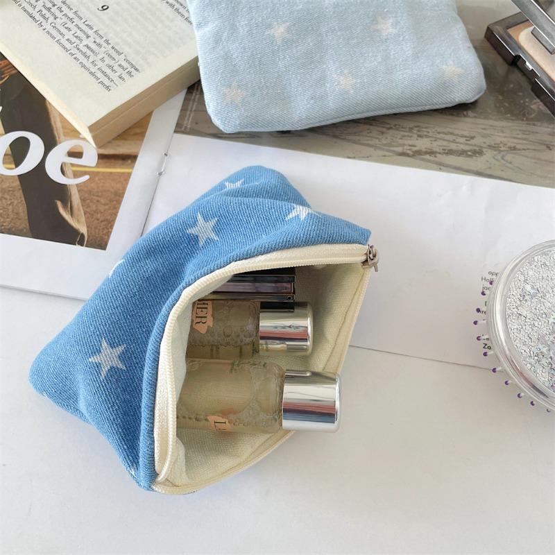 5674 Denim Star Printed Change Bag Going Out Travel Lipstick Cosmetic Bag Storage Bag Key Student Wallet