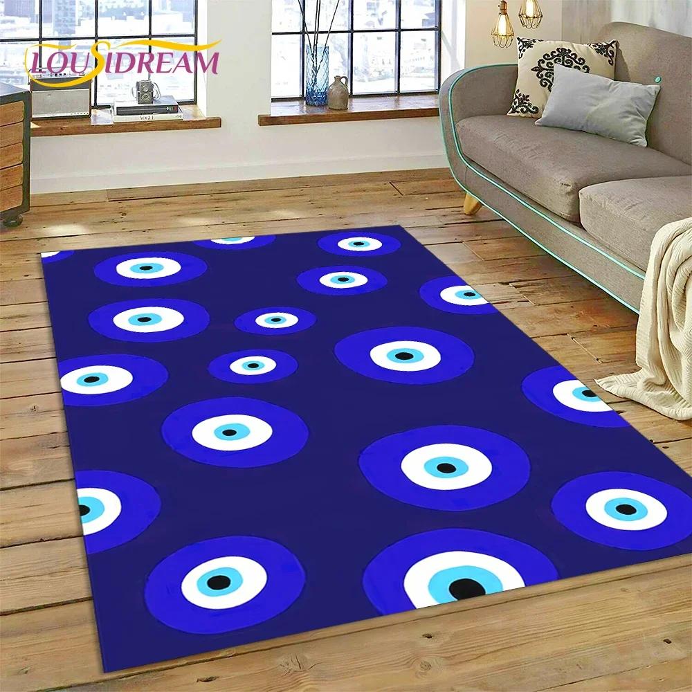Evil Eye Turkey Blue Nazar Eye of Horus Carpet Rug for Bedroom Living Room Home Sofa Decoration,Child Game Large Decor Floor Mat