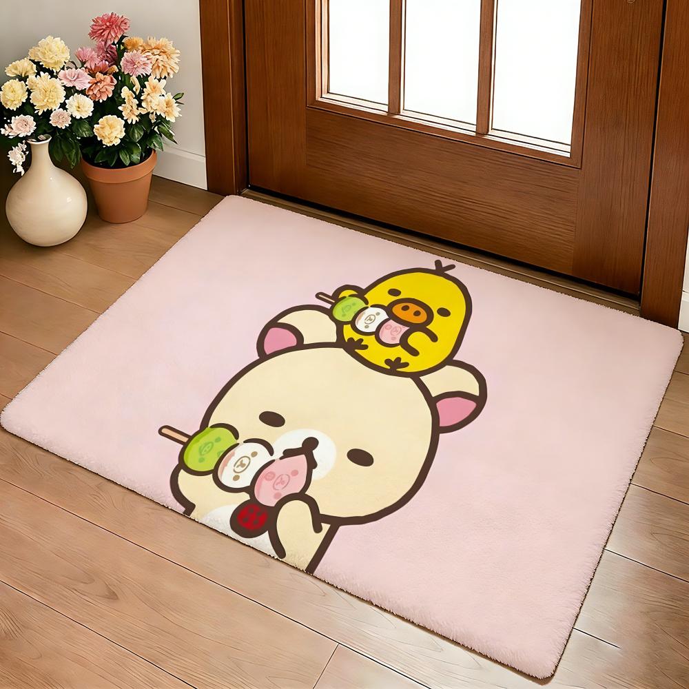 Kwaii Cute P-RilakkumaS Floor Mat Cozy Flannel Soft Thick Non-Slip Mat For Living Room Bedroom Kitchen Decor Rugs