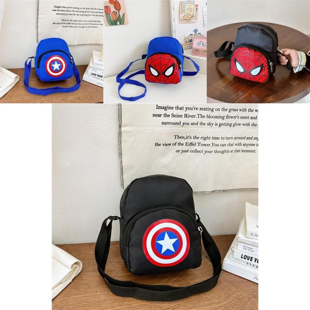 Adorable Canvas Children's Shoulder Bag With Cute Animal Cartoon Spiderman Design