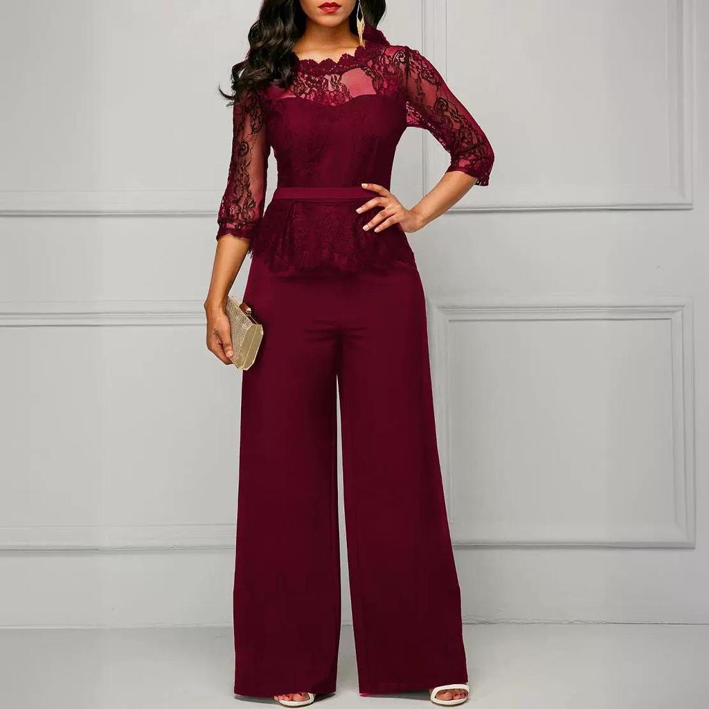 Europäischer und Amerikanischer Damen Sexy Spitzen-Jumpsuit