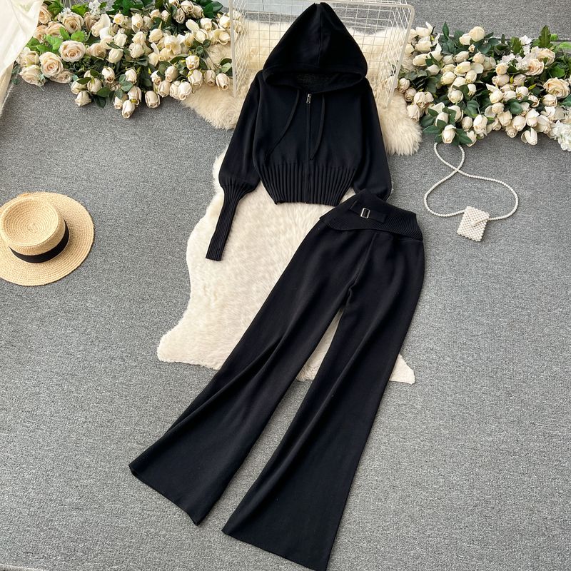 

Fashion Wind Normcore High Waist Drooping Silm Pants Tops Black All yards