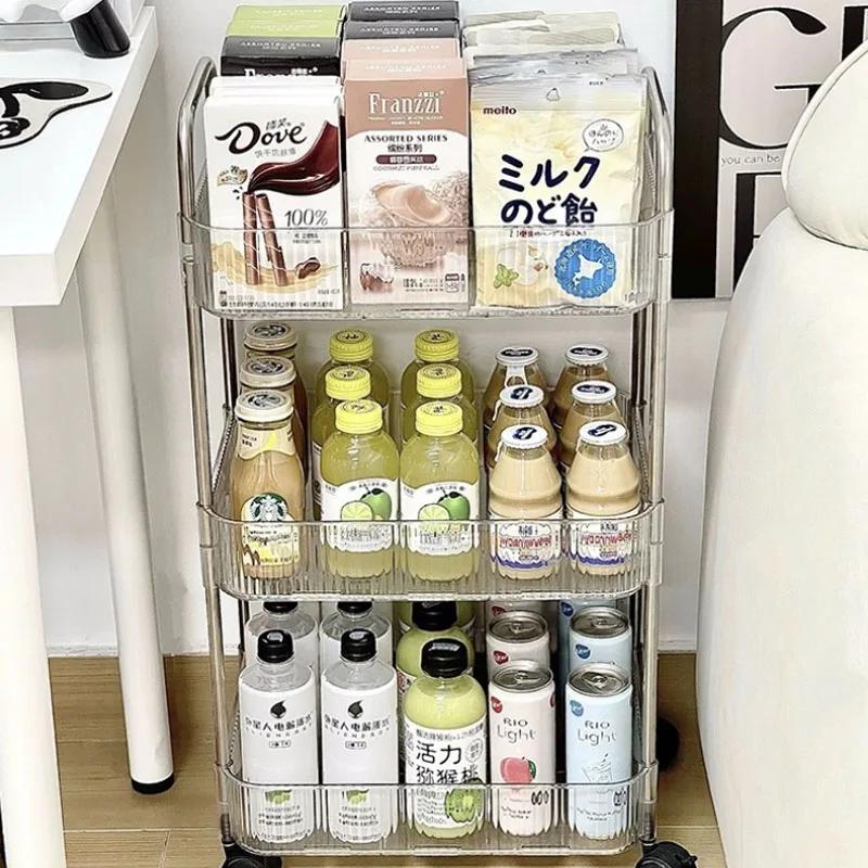 Carrito Estante Móvil con Ruedas Estante de Almacenamiento Carrito Carrito Transparente de Acrílico Carrito Rodante para el Hogar Organizador de Snacks Cosméticos Artículos Varios