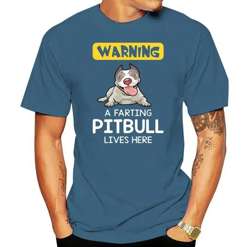 cotton T-shirt brand top Warning A Farting Pitbull Lives Here Shirt Custom Screen Printed Tee Shirt
