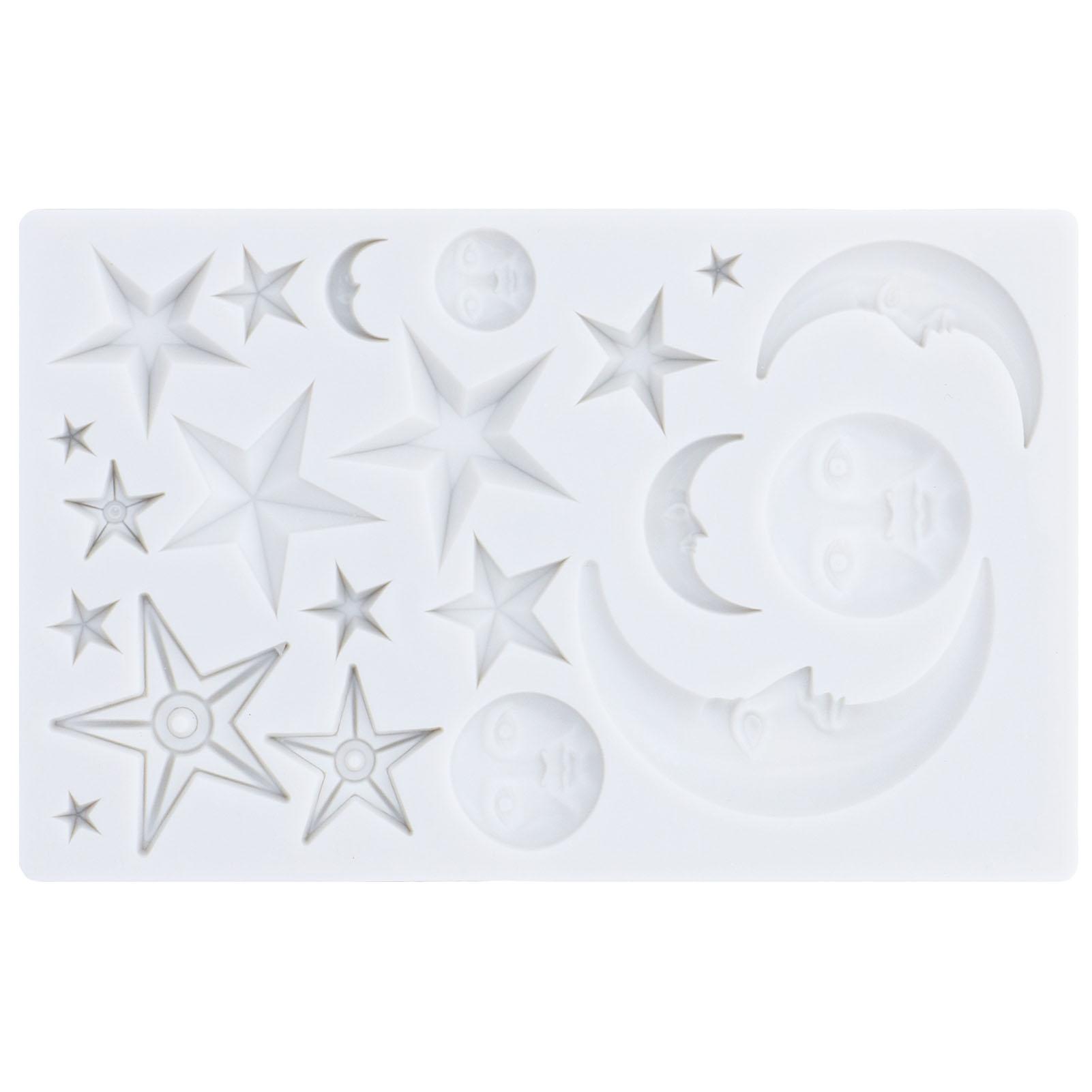 

Silicone Fondant Mold Star Moon Face Nonstick Food Grade Silicone Reusable Heat Resistant Odorless Chocolate Molds