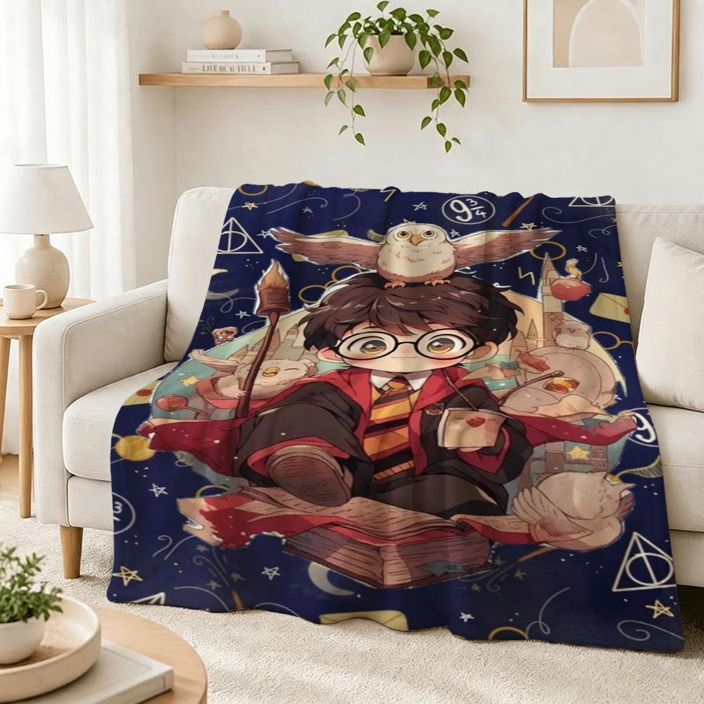 Harry Potter'S Magical World Pattern Theme Flannel Blanket Allseason Fleece Blanket For Bedroom Sofa Bed Home Decor Christmas Gift