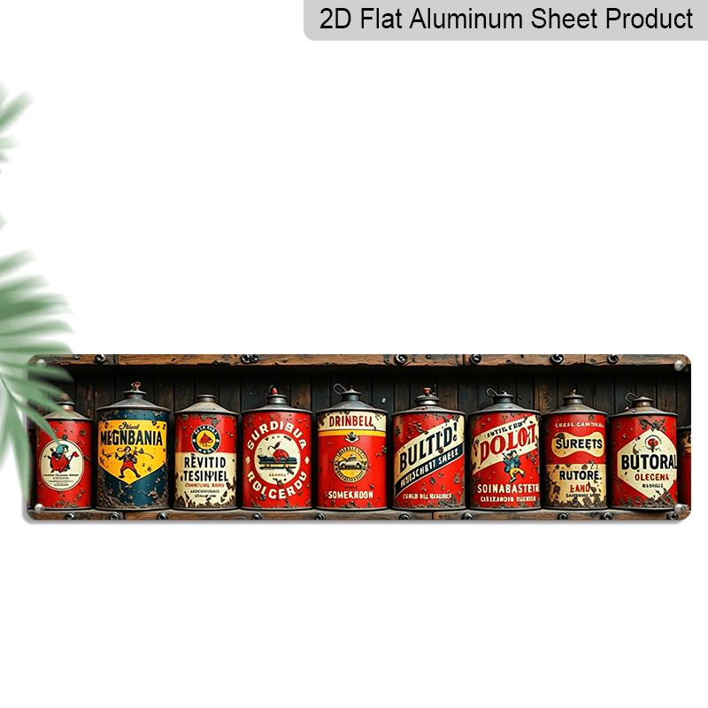 Vintage-style Aluminium Decorative Sign Oil Cans Featuring Retro Labels Industrial-inspired Design Perfect for Bars Cafes Restaurants Living Rooms