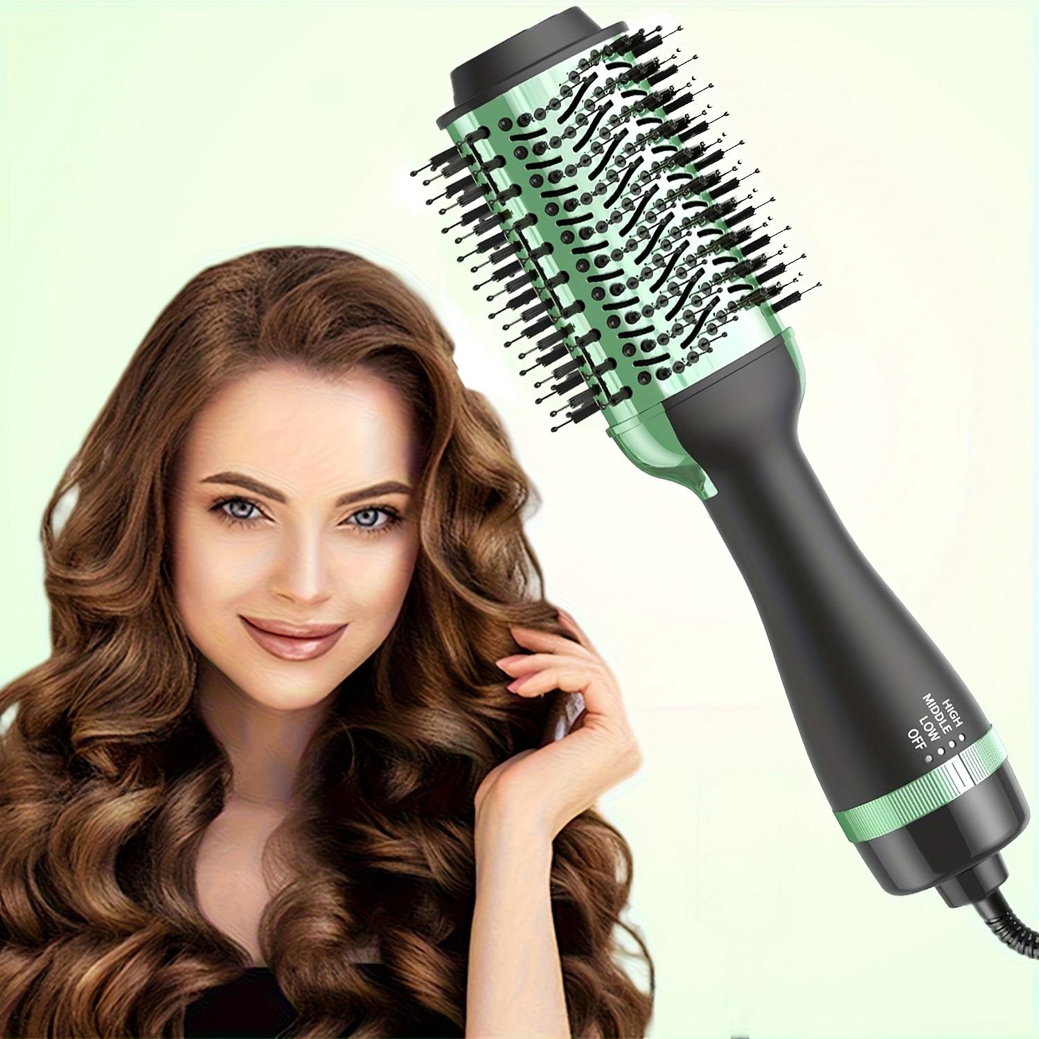 

Фен-щетка 4-в-1 для всех типов волос – Профессиональный объемный стайлер с насадками для завивки, выпрямления и сушки, эргономичная ручка зелёный