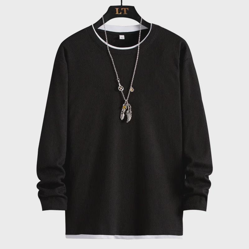 Herren Herbst Rundhals Langarm Lockerer Pullover - 2024 Trendy Spliced T-Shirt