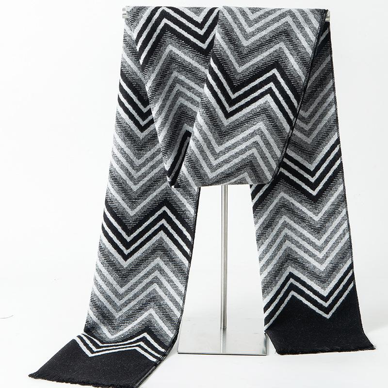 2024 Men's Brushed Imitation Cashmere Scarf - British Style, Business Casual, Autumn/Winter Accessory