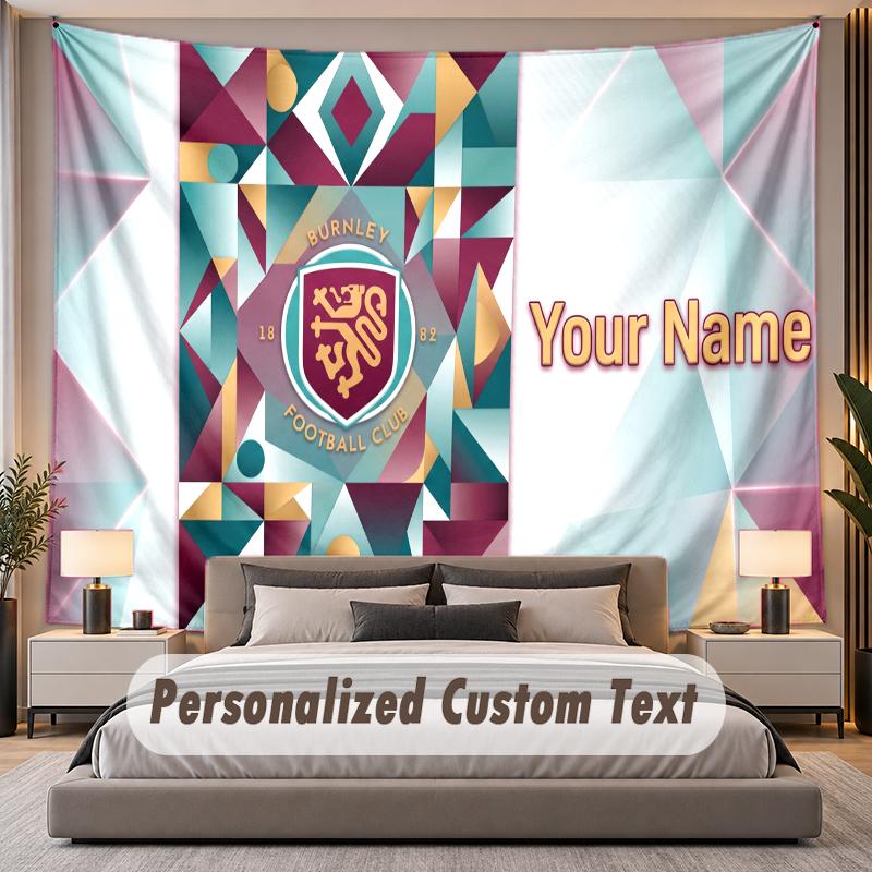 Custom Name Text Tapestry Burnley Football Personalized Polyester Wall Tapestry For Bedroom And Room