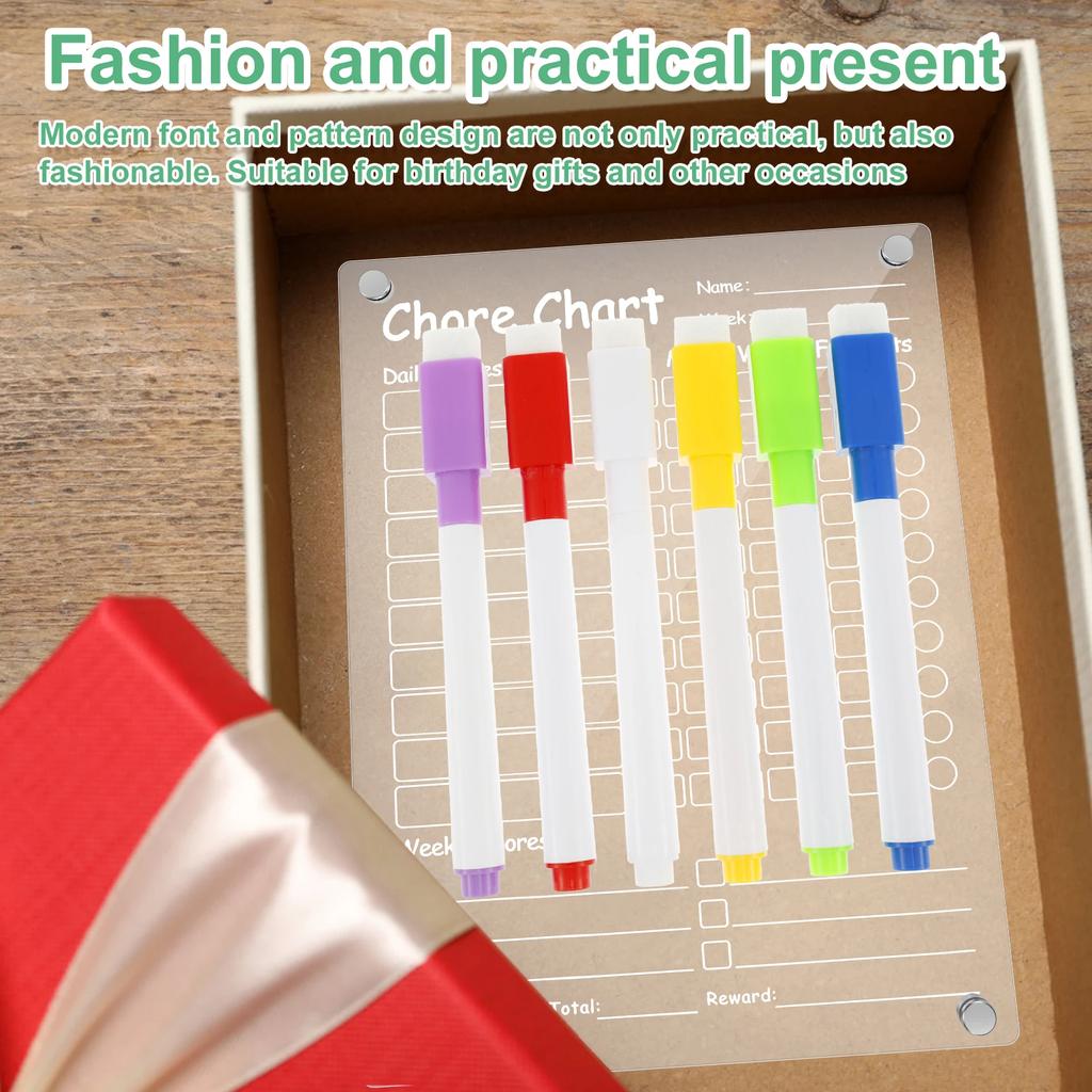 Acrylic Magnetic Chore Chart, Responsibility Reward Chore Board for Refrigerator 12"x8" Daily/Weekly To Do List White Board