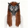 Maschera da Lupo Pelliccia Sintetica Vikinga Volpi Maschera Copricapo Animale Peloso Costumi Cosplay da Lupo per Festa in Costume