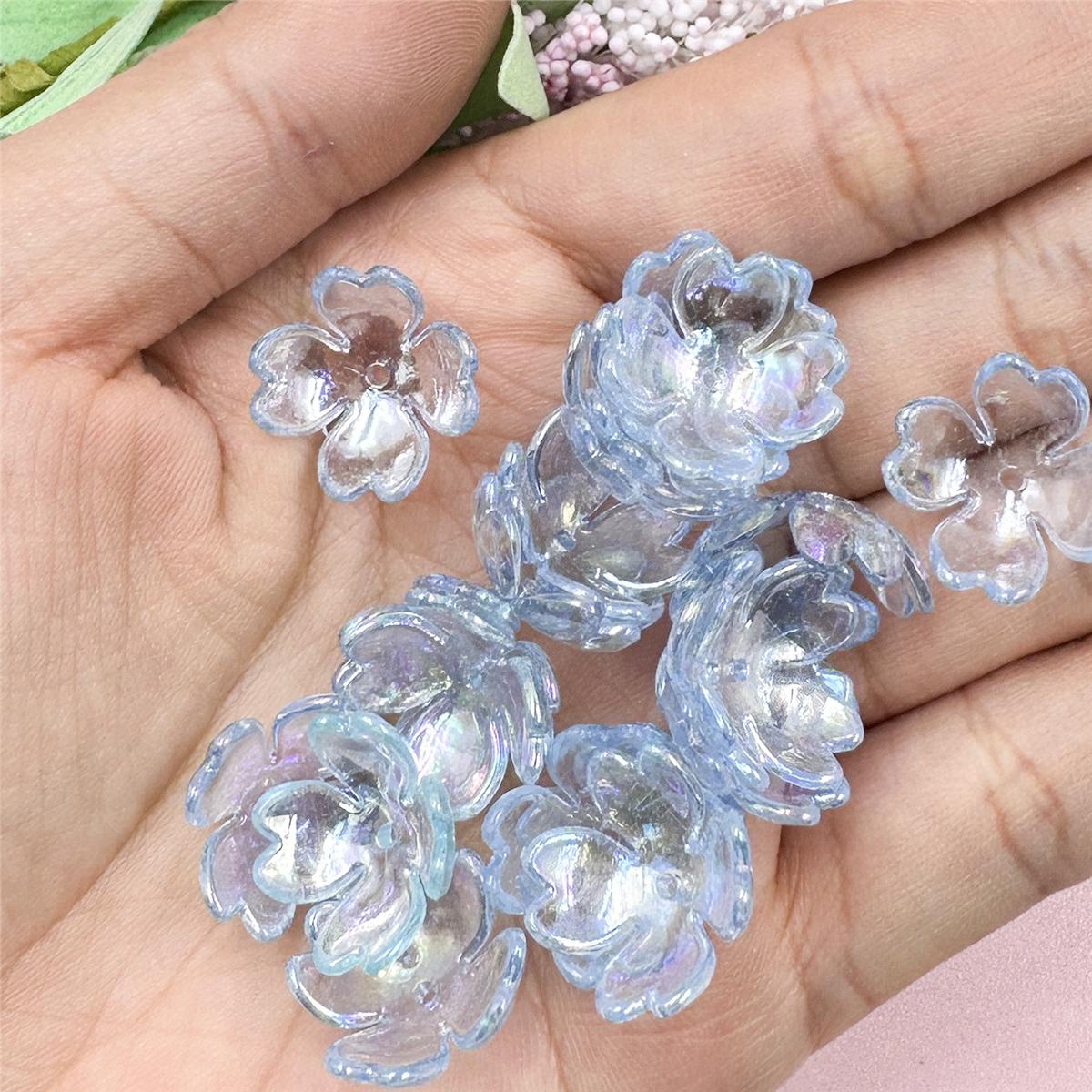 

Аксессуары для изготовления украшений ручной работы для браслета, ожерелья, 20 шт., 15,5 мм, свободные бусины, подвеска своими руками, акриловые бусины в виде цветка синий