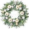 Harvest Wreath With Pumpkins Berries Vine Circle Halloween Thanksgiving Door Decor