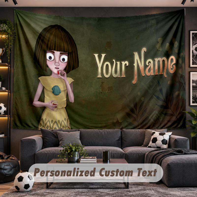 Fran Bow Personalized Tapestry Support Custom Name, Wall Art Home Decoration