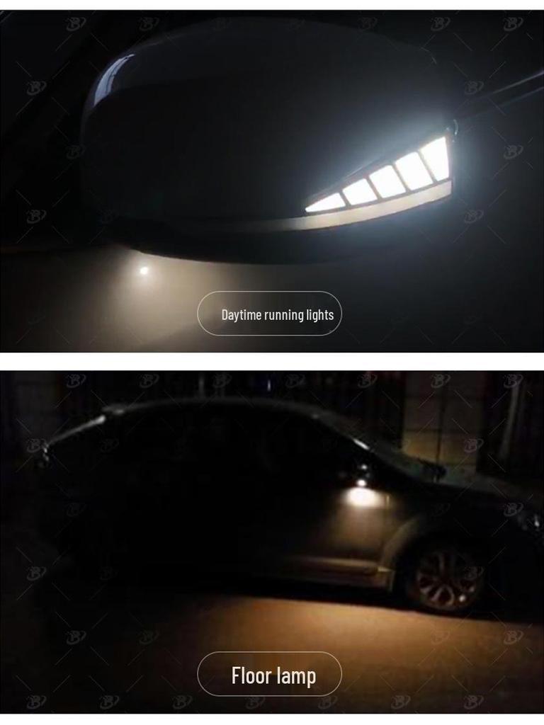 Infiniti Q30 Sequential Rearview Turn Signal Light with Blue DRL & Dragon Scale Design.