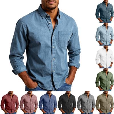 Men'S Shirt With Double Pockets, Casual Long Sleeved Top, Fashionable Cardigan