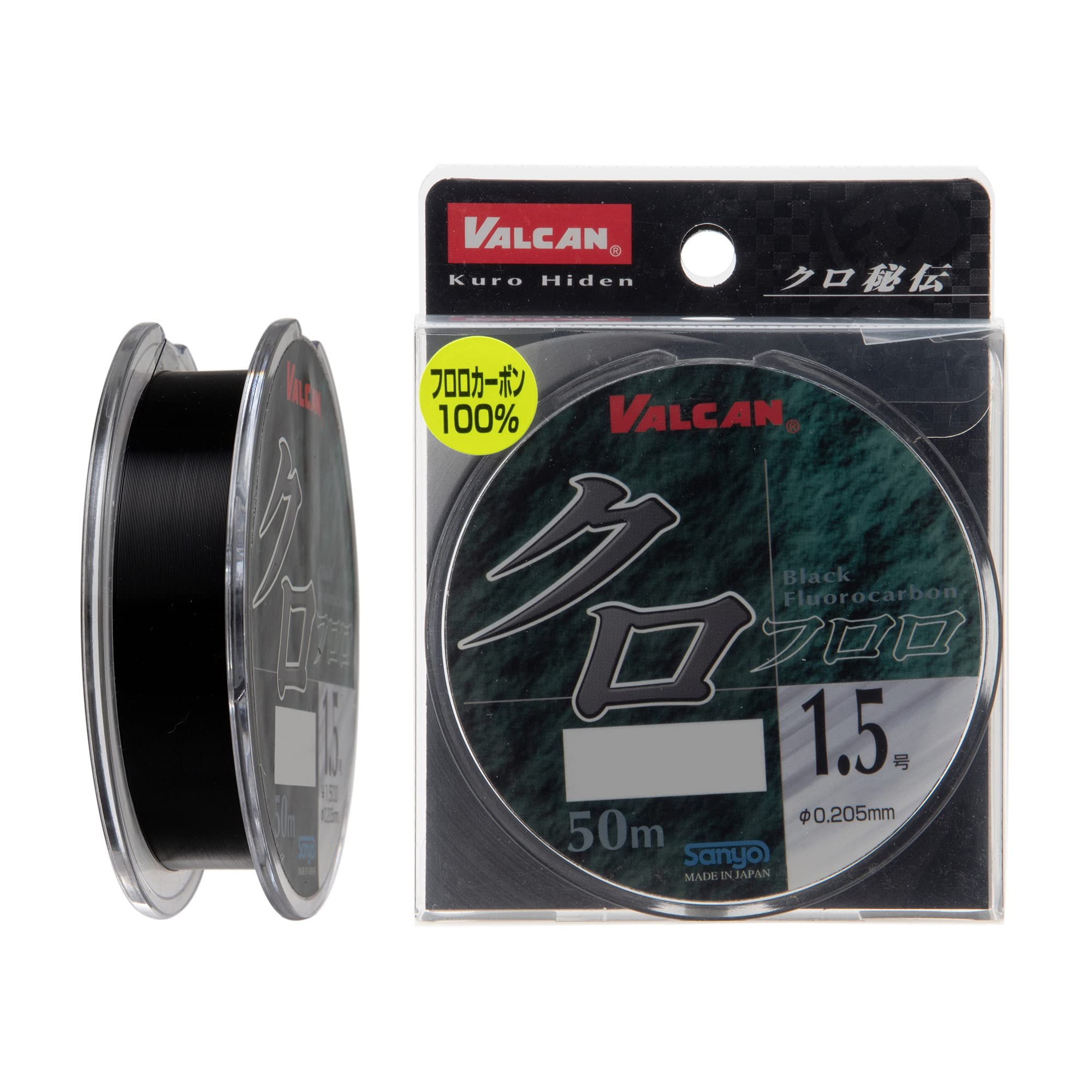 

Sanyo Nylon Fluorocarbon Line Vulcan Kuro Hiden Kurofluoro 50m Black No. 8.0 чорний