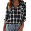 Dames Casual Geruite Openvallende Lange Mouwen Shirtjas met Kraag