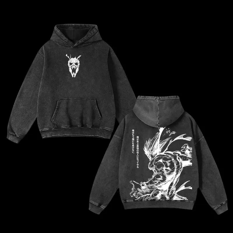 

Аниме одежда One Punch Man Гаро Графическое Худи Мужское Женское Хлопковое Худи Винтажная Выстиранная Толстовка Харадзюку Мужская Уличная Одежда XXL чёрный