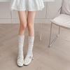 Ballet-style Socks for Women, Sweet Lace Patchwork Mid-calf Socks, Spring and Autumn Thin Style, Cute Black Ear-trimmed Pile Socks, Lolita