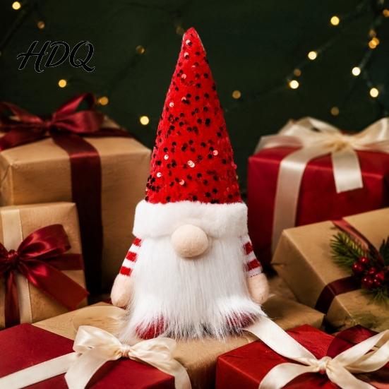 Festive Room Accessories Christmas Faceless Gnome Doll with LED Light Glowing Sequined Hat Indoor Winter Party Supplies Plush Figurine Nordic