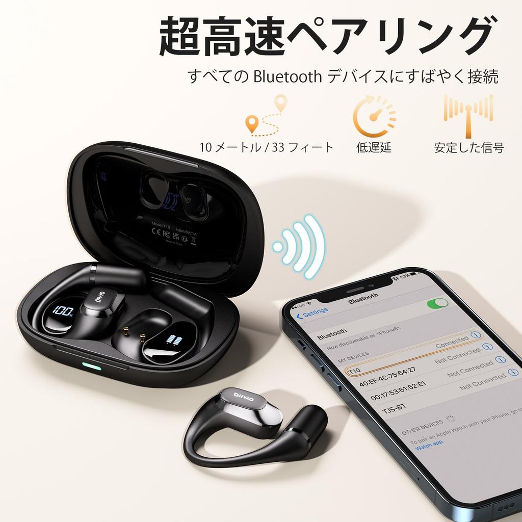 OHAYO Wireless Bluetooth Up To 40 Hours of No Ear IPX6 Air ENC Noise Automatic with No Sound Separate Left and Right LED Charging Case Included