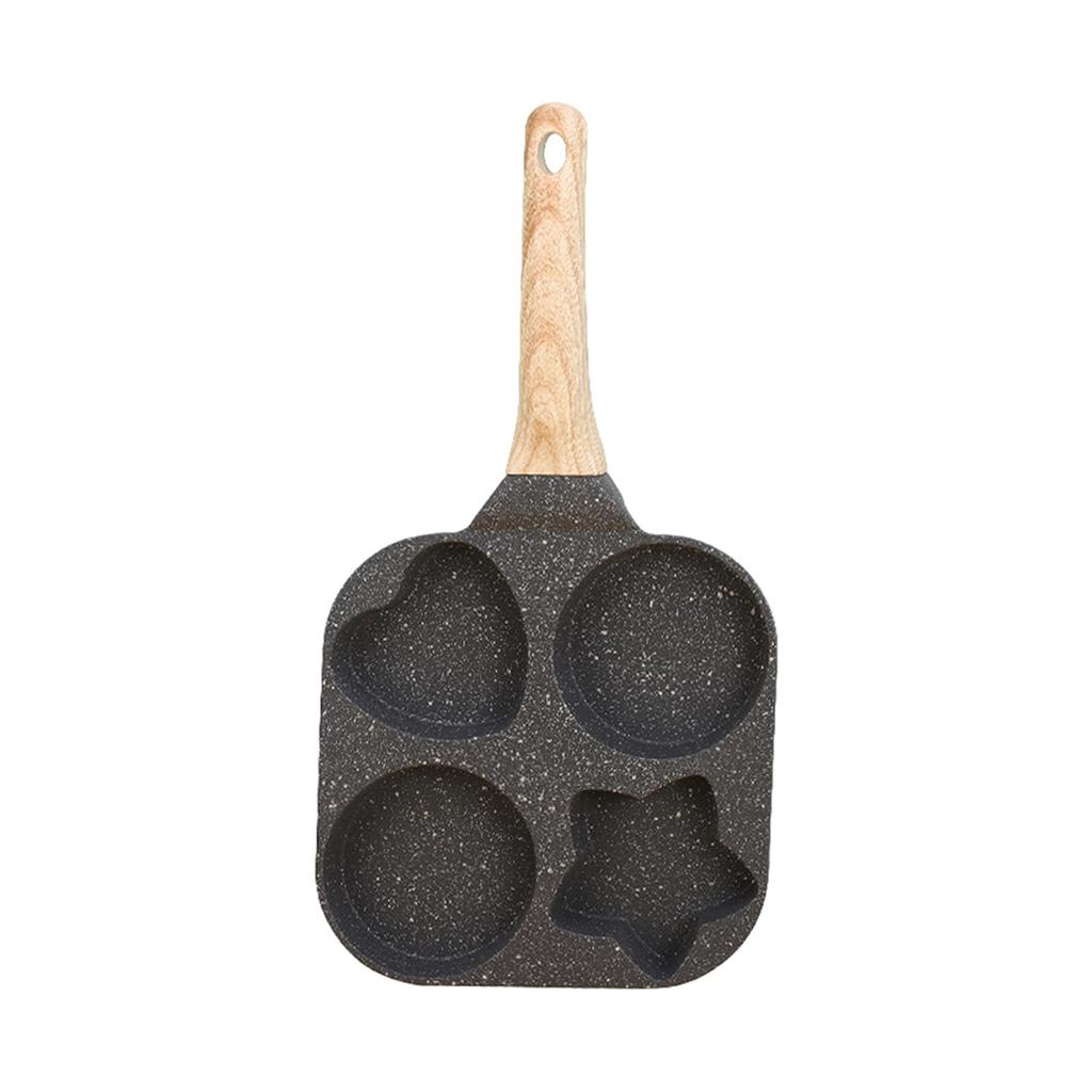 Omelet Pan Breakfast Maker Heat Resistant Handle 4 Holes Divided Grill Frying