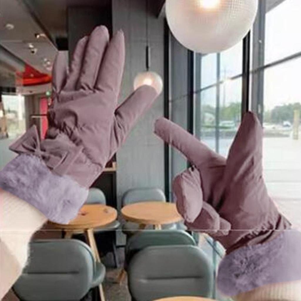 Gants de Ski Femme Hiver Polaire Épais Chaud Peluche Polyester Imperméable Gants Écran Tactile pour Equitation Extérieure Alpinisme