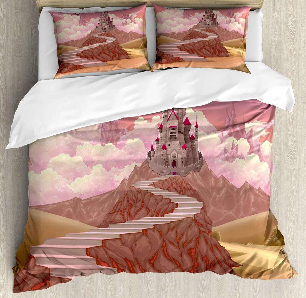 Fantasy Märchen Weiche Bettbezug-Set, Mädchen Flügel plus Schmetterlinge Kleiner Kobold Elf Wald Bettwäsche Set Wodlplus Warmer Deckenbezug Königin