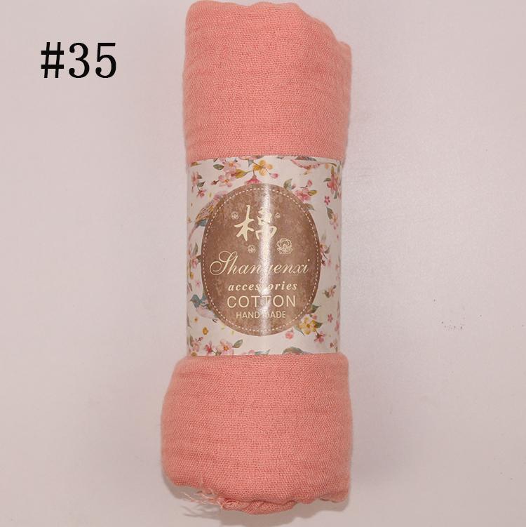 Muslim Women Solid Color Scarf Shawl Cotton Crinkle Hijab