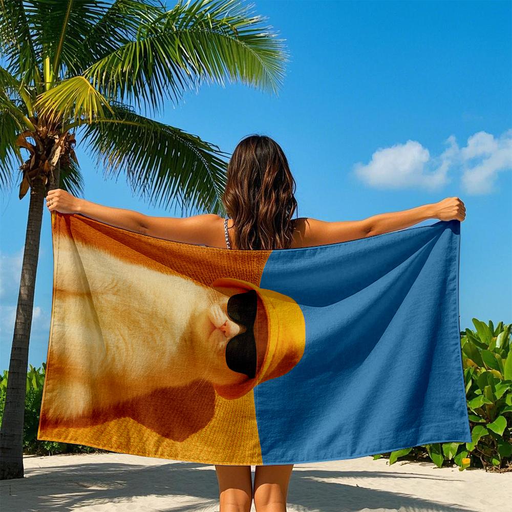 Cool Vacation Cat Quick Drying Bath Towel Microfiber beach towel - light weight swimming camping yoga beach out