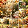 Von der Natur inspirierte Fensterbilder Herbst Tier Windspiel Fensterbild, Buntglas Acryl Fuchs Hase Hängendes Fensterbild Thanksgiving Geschenke für Sie mit