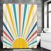 Cartoon Sun Colorful Beam Shower Curtain, Bathroom Decorative Shower Curtain, Waterproof Shower Curtain with Hooks