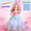 9 Inch Motorized Fashion Princess Doll With Led Lights And Music, Princess Toy Sets For Girls And Kids, Exquisite Birthday Gifts