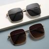 Korean Style Retro Metal Frame Large Square Sunglasses - Anti-UV Celebrity Trend