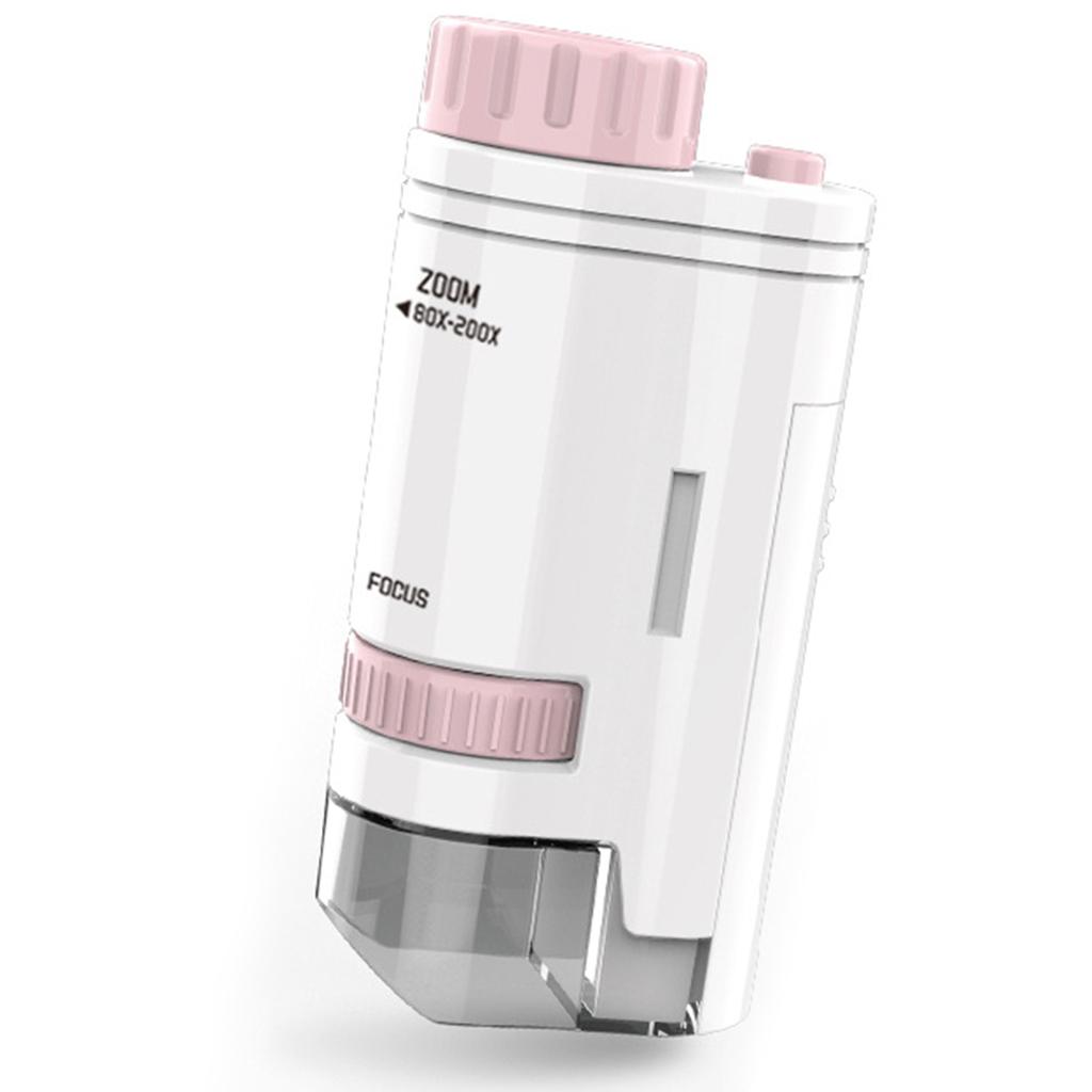 60-200x Pocket Microscope Electric Mini Microscope with LED Light Portable Child Microscopes for Kids Microbiological Learning
