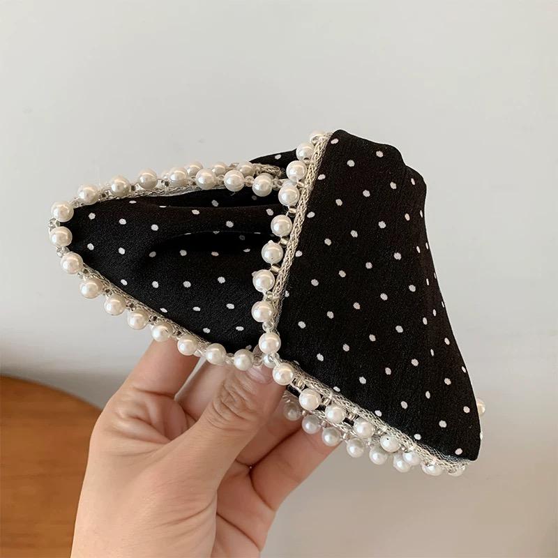 Triangle Fabric Pearl Hair Clips Hairpin Fashion Dot Hair Accessories Hair Claw For Women Girl