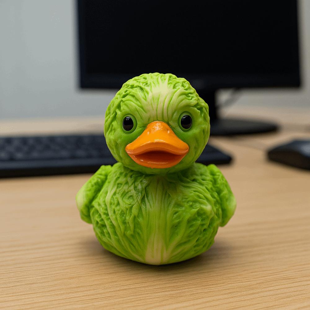 Resin Whimsical Vegetable Duck Ornament Cute Animal Sculpture Micro Landscape Duck Statue  Office