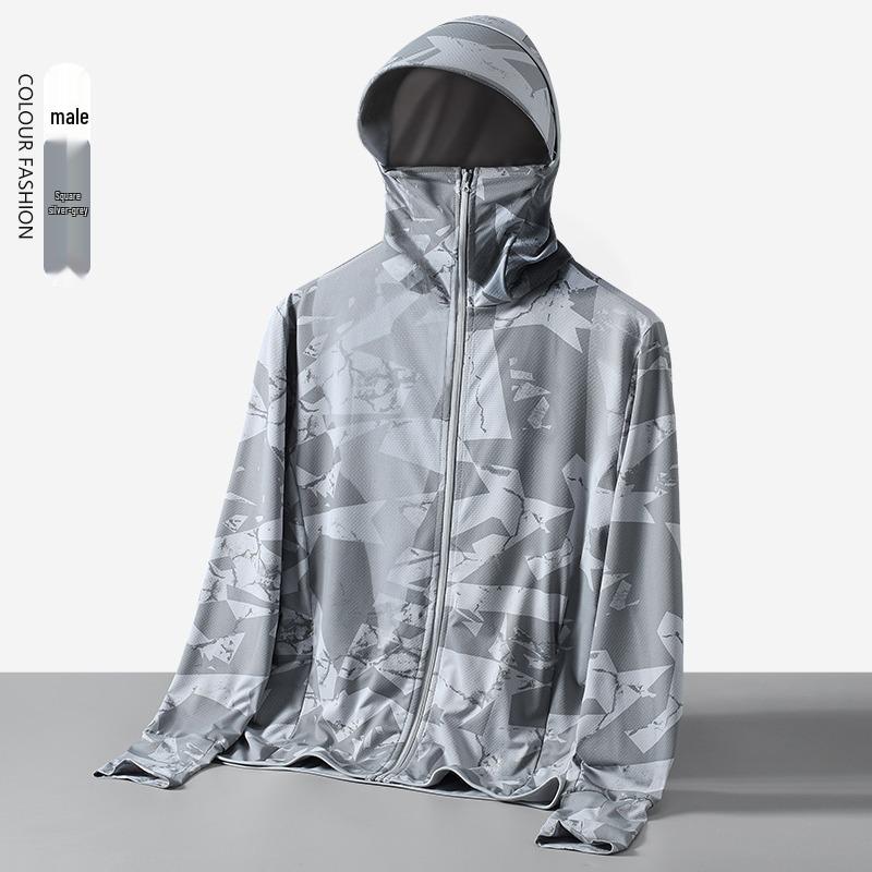 Herren Plus Size Eis-Seiden-Netz UV-Schutz Camouflage Sommerjacke