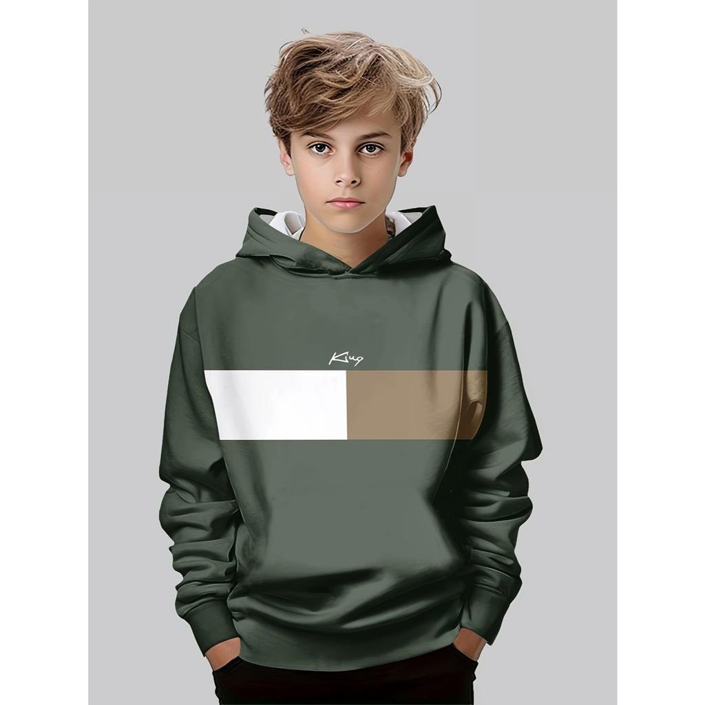Boys' 3D Printed Casual Pullover Sweatshirt, Boys' Outdoor Casual Hoodie Top Hooded Sweatshirt