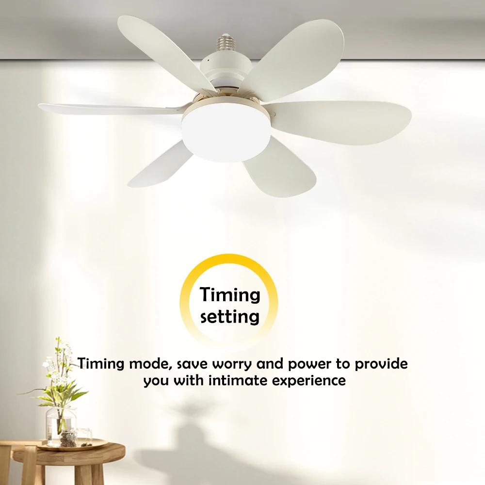 Home LED iling Fan Light E26 E27 Base 3-colour Adjustable Wireless Remote Control 52CM iling Fan Lamp for Bedroom Living