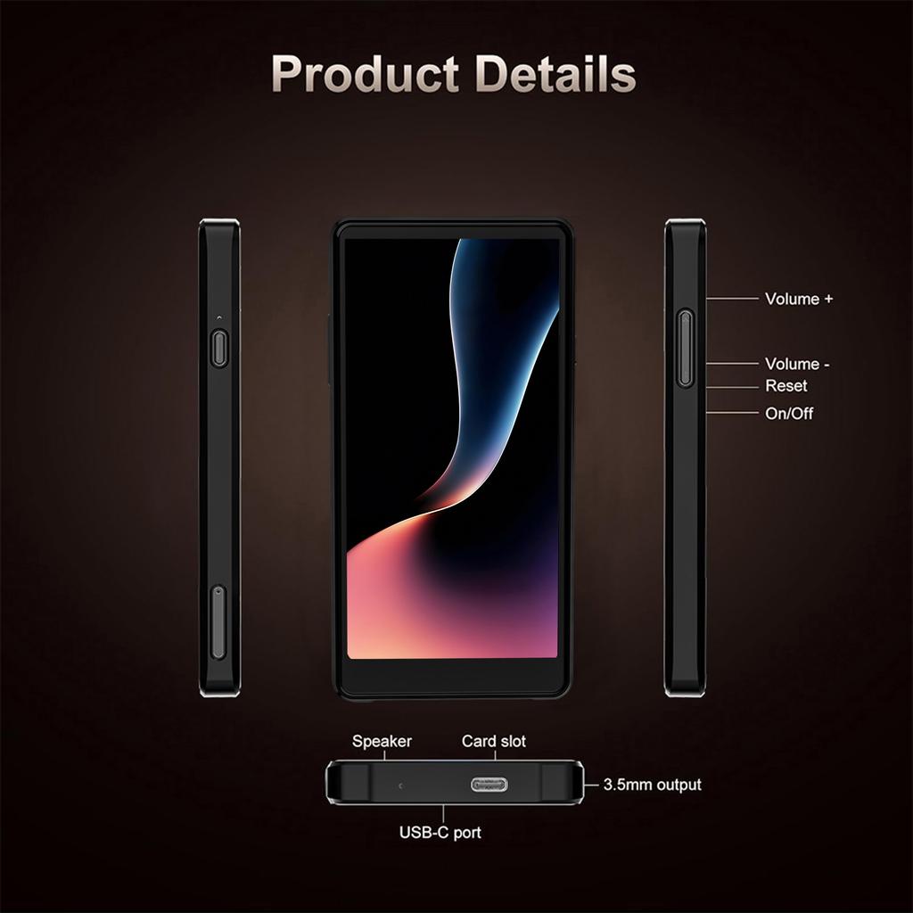 Portable Media Player with Camera BT5.0 Music Player 4.99 In Screen Lightweight Audio Speakers for Outdoor Travel Commute