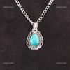 Natural Blue Turquoise Sterling Silver December Birth Wedding Pendant Jewelry PP-26-48