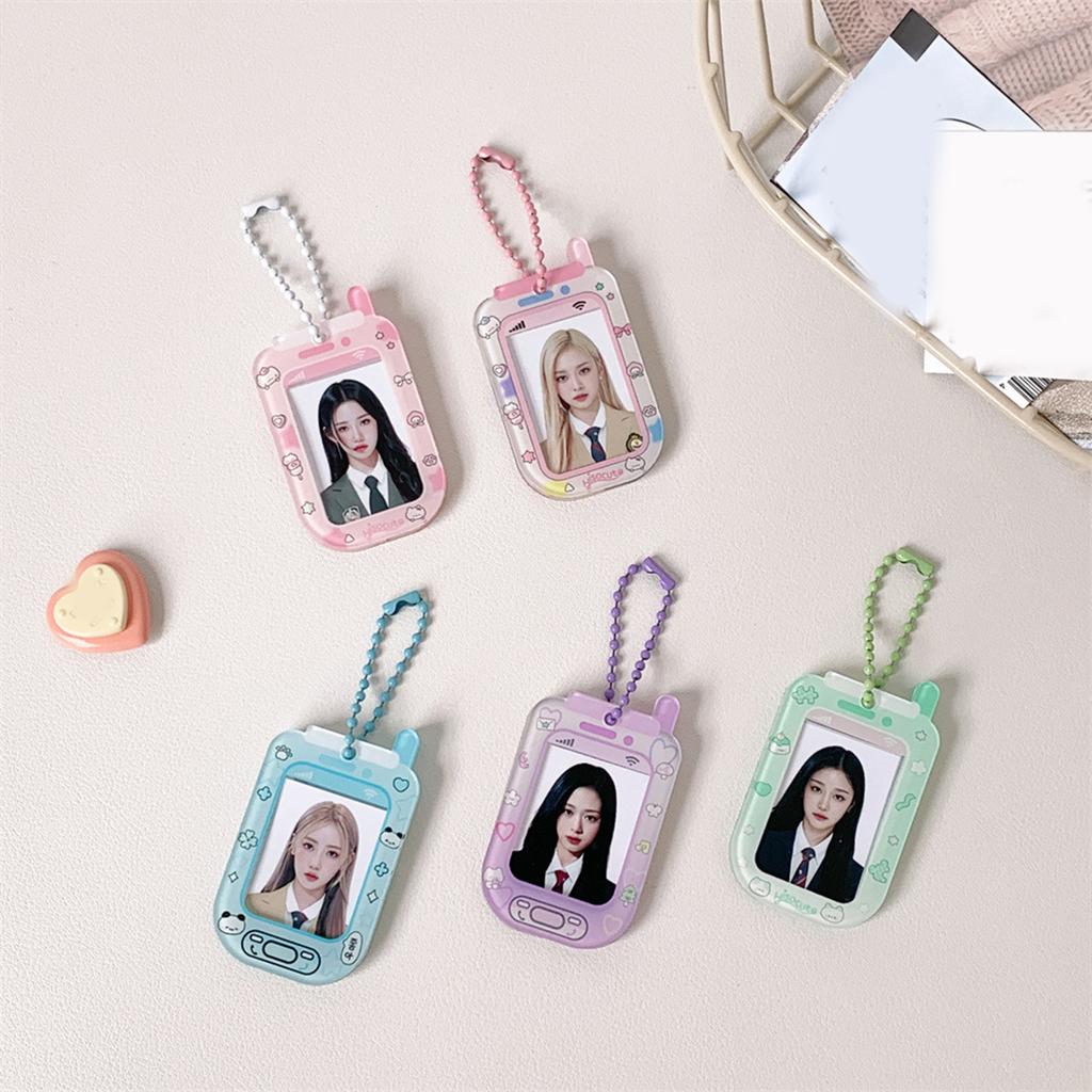 Cute Cartoon Keychain Card Case Sturdy Hard Plastic Compact Design Keyings For Students And Office Workers