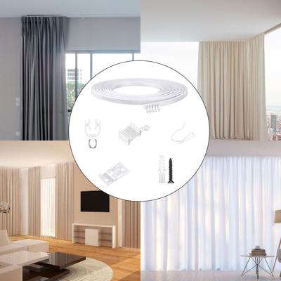 Flexible Ceiling Curtain Track Set 5/10/20M Bendable Curved Mounting Rails Kits with Hook and Rollers Window Dividers