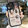Cute Cake Panda PU Leather Phone Case for iPhone 15 14 13 12 Pro Max Samsung Galaxy S23 Ultra S20 FE A52 Redmi Xiaomi POCO Soft Cover