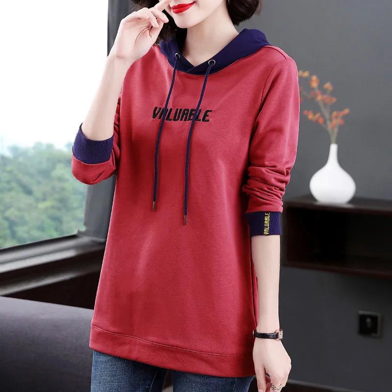 Mikina s kapucí, bavlněná, dámská, nadměrná, svetr, halenka, volná, ležérní